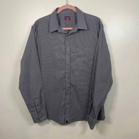 UNTUCKIT Button Up Shirt Long Sleeve Gray Black Checkered Mens XL - Picture 1 of 7